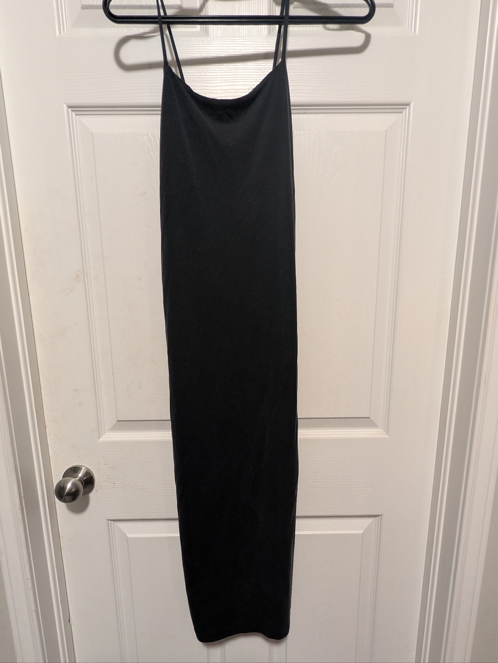 Bucket List Black Spaghetti Strap Slip Midi Dress Minimalist Layering Beach